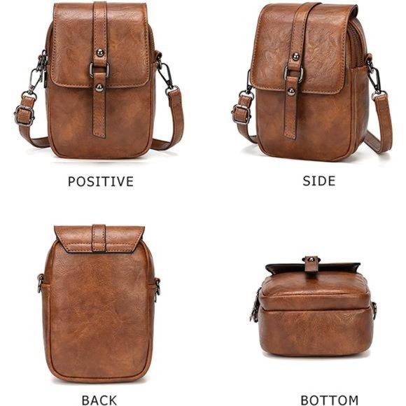 Women's Soft Vintage Crossbody Cellphone Bag Lightweight Small Shoulder Purse - Picture 11 of 12